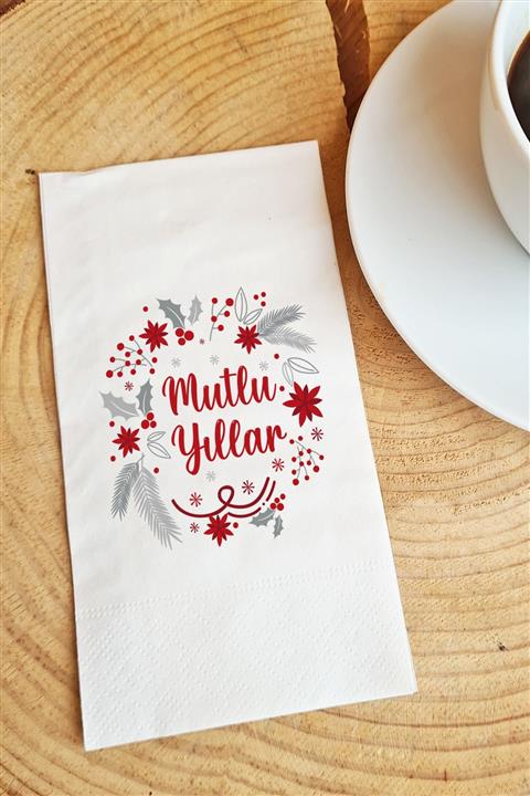 PEKSHOP Sunum Peçetesi - Mutlu Yıllar Yazılı Yılbaşı Sunum Peçetesi