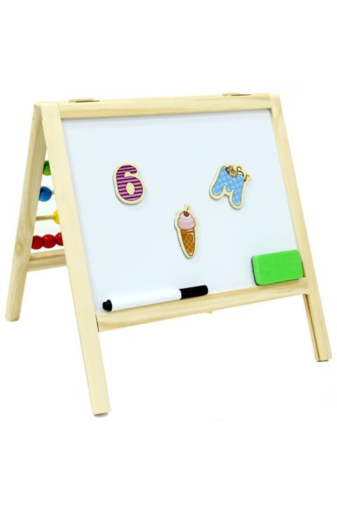Burnis Toy Trend Ahşap Manyetik Abaküslü Çift Taraflı Mini Yazı Tahtası Fırsat