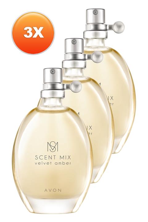 AVON Scent Mix Velvet Amber Kadın Parfüm Edt 30 ml 3'lü Set 5050000103220