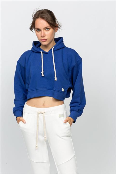 Mon Moule Mavi Kadın Kaşkorse Detaylı Kapüşonlu Sweat