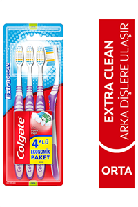 Colgate Extra Clean Dil Temizleyicili Arka Dişlere Uzanan Orta Diş Fırçası 3+1