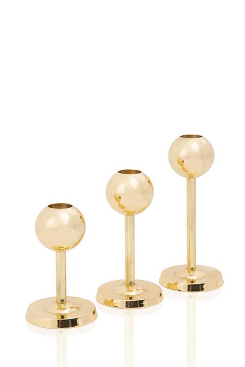 LUKREA Pirinç El Yapımı Bodur Top Şamdan Istanbul Üçlü Set