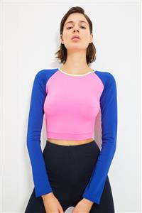 TRENDYOLMİLLA Fuşya Renk Bloklu Crop Spor Bluz TWOAW22BZ0268