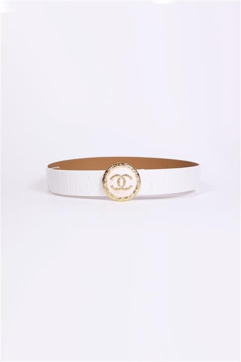 Kapin Beyaz Metal Tokalı Bel Ve Pantolon Kemeri