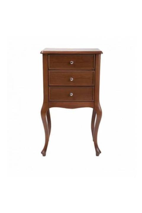 ROYS AHŞAP Ahşap 3 Çekmeceli Masif Koyu Ceviz Komodin Telefonluk