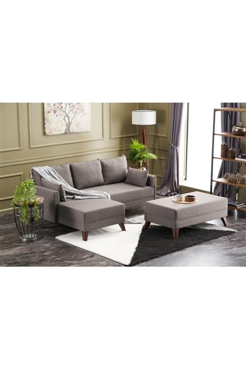 Evdebiz Bella Soft Mini  Kahverengi Sol Köşe Takımı