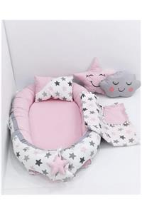 mordesign Babynest Bebek Yatak Pike Yastık Yıldız Desen 5' Li Takım Pembe