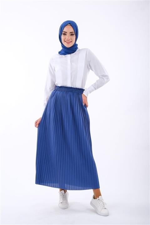 Meys Piliseli Beli Lastikli Etek (indigo)