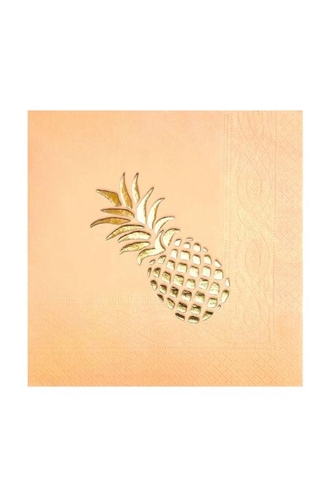 Story 33x33 Cm Altın Varak Ananas Desenli Bej Renkli Peçete