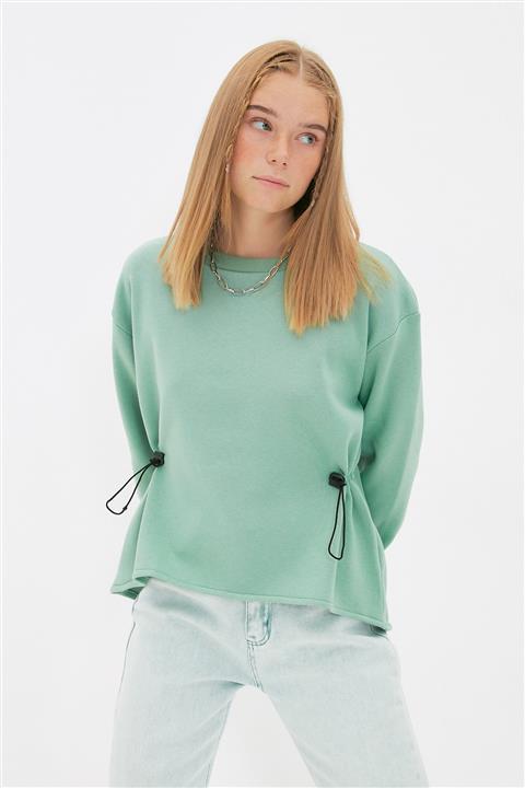 TRENDYOLMİLLA Mint Stoperli Basic Şardonlu Örme Kalın Sweatshirt TWOAW22SW0873