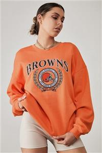 Madmext Mad Girls Turuncu Baskılı Kadın Sweatshirt Mg1210