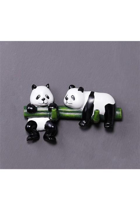 SUME Dekoratif Ikili Modern Duvar Askılık Bambu Üstünde Panda Dekor