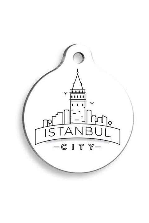 altın pati Galata Kulesi 2 Yuvarlak Kedi Ve Köpek Künyesi