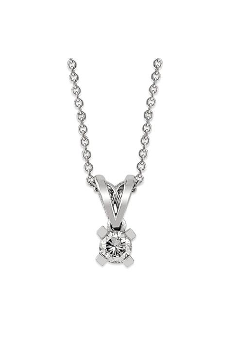 Barok Diamond Kadın Pırlanta Tektaş Kolye 0.17ct 18 Ayar