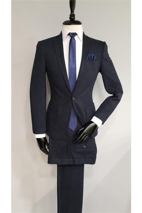 jön Erkek Lacivert Slim Fit Kelebek Yaka Torba Cep Spor Takım Elbise
