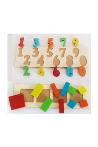 Okçu 2 li Set Ahşap Sayılar Kare Ve Diktörgenler Ahşap Puzzle