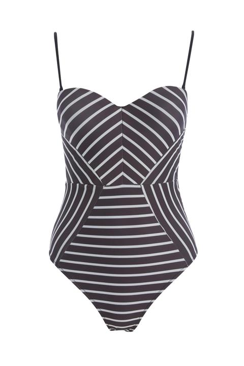 DeFacto Kadın Siyah Kalp Yaka Geometrik Desenli Mayo U3111AZ21SM