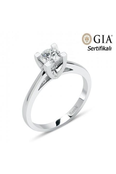 Barok Diamond Pırlantalı Tektaş Yüzük 0.55 Ct. D Sı1 18k Gıa Sertifikalı