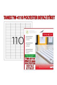 Tanex Tw-4110 Polyester Beyaz Laser Etiket 40x12mm 25 Syf/2.750 Ad./pk.