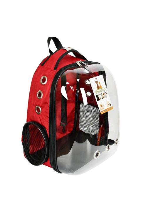 Emre Desing Kırmızı Şeffaf Astronot Kedi Köpek Taşıma Çantası