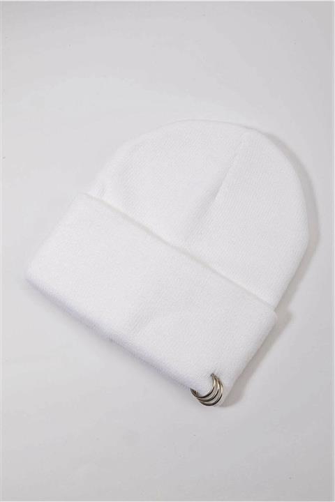 STİLİM8BUTİK Piercing Bere Unisex Beyaz