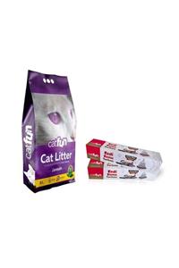 CatFun Lavantalı Kedi Kumu + 2 Paket Kedi Kumu Torbası