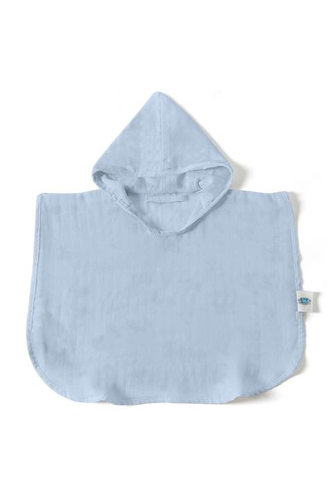 DEUX LAPINS Düz Mavi Müslin Bebek Panço