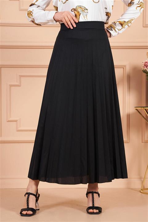 modayseli Kadın Piliseli Beli Lastikli Etek