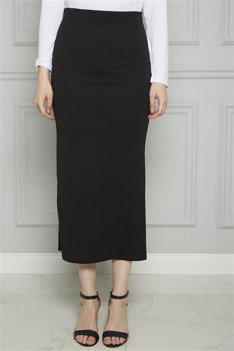 Yağızlar Kadın Siyah Beli Lastikli Kalem Etek