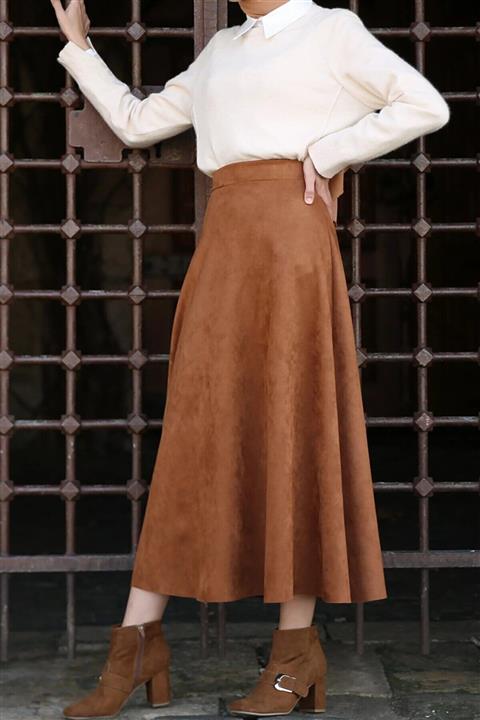 katsaku Kadın Düz Mevlana Süet Etek