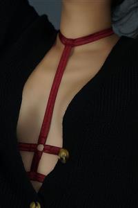 Queenky Kadın Bordo Choker Göğüs Altı Çift Şerit Halka Detaylı Bralet