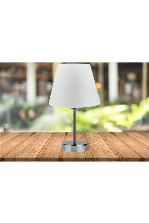 abajur Krom Ayaklı Beyaz