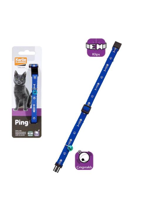 HİLALSHOP Karlıe Kedi Tasması Çıng. 30cm Mavi