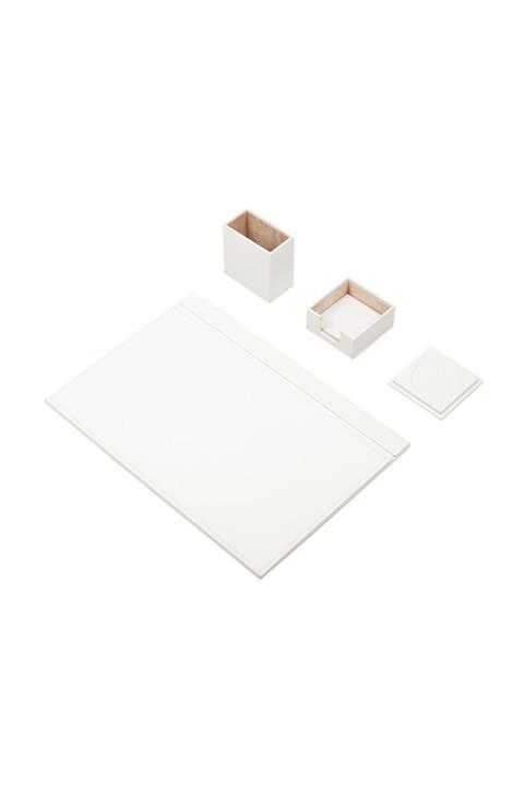 Güner Ofis Deri Sümen Takımı Beyaz 4 Parça