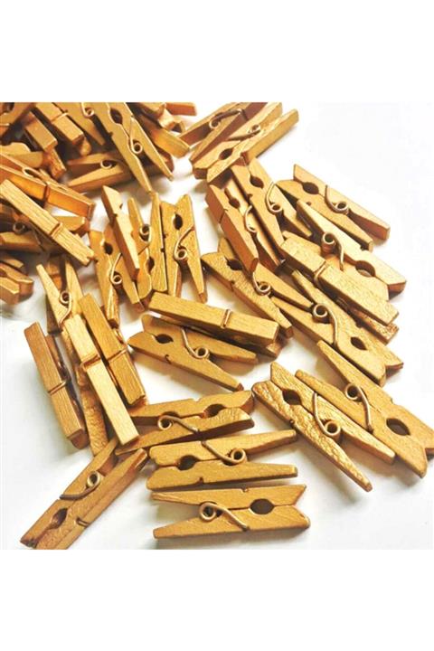 LAUREL DREAM 100'lü Gold Ahşap Mandal 2.5cm (10'lu Paket-1000 Adet)