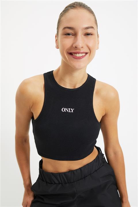 TRENDYOLMİLLA Siyah Nakışlı Crop Spor Bluz TWOAW22BZ0620