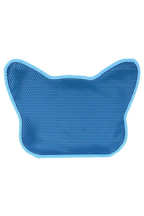 Blue Veteriner Turkuaz Kedi Desenli Elekli Kedi Tuvalet Önü Paspası 60x45 cm