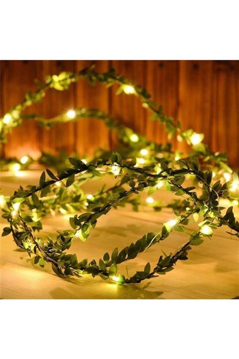 sadan Yapraklı Dekorlu 3 Metre Peri Led Pilli Işık Yılbaşı Aydınlatma