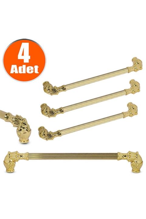 Badem10 Alyans Çekmece Dolap Kapak Kulpu Kulbu 224 Mm Gold Rustik Metal Kulp (4 Adet)