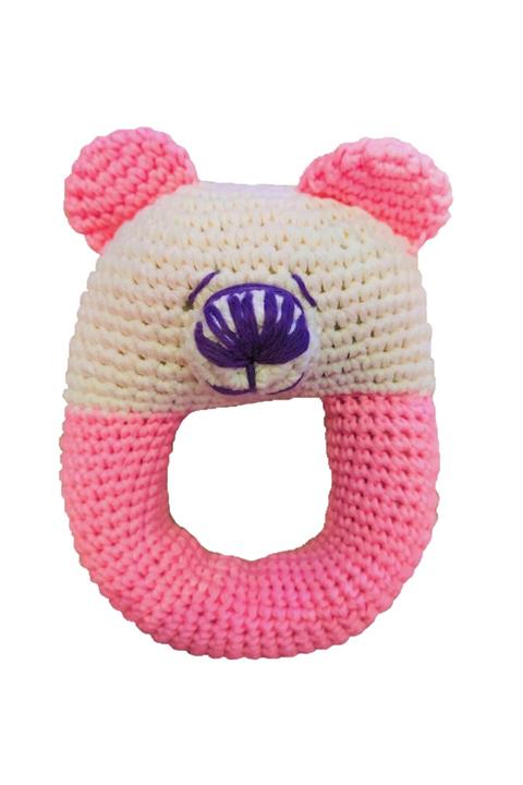 Pacco Baby El Örgüsü %100 Pamuk Pembe Diş Kaşıyıcı Çıngırak