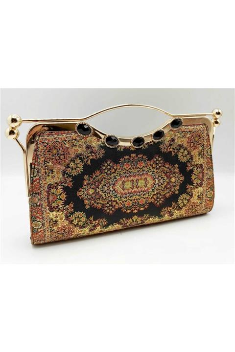 DESEN BAZAAR Dokuma Kumaş Desenli Abiye Çanta