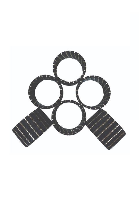 Nadom Özel Yapım 6'lı Siyah Gold Simli Peçete Yüzüğü