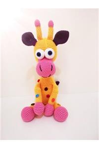 YANNS Amigurumi Özel Tasarım El Örgüsü Oturan Zürafa Hediyelik Uyku Arkadaşı Handmade Sarı