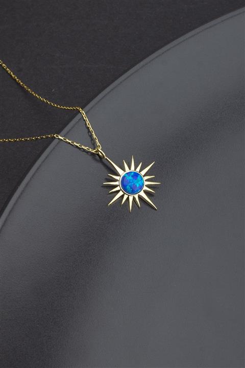 Linterna 925 Ayar Gümüş Opal Taşlı Kutup Yıldızı Kolye