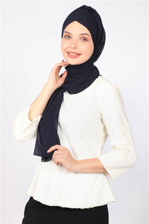 MİRAY Çift Bantlı Şal Bone Lacivert