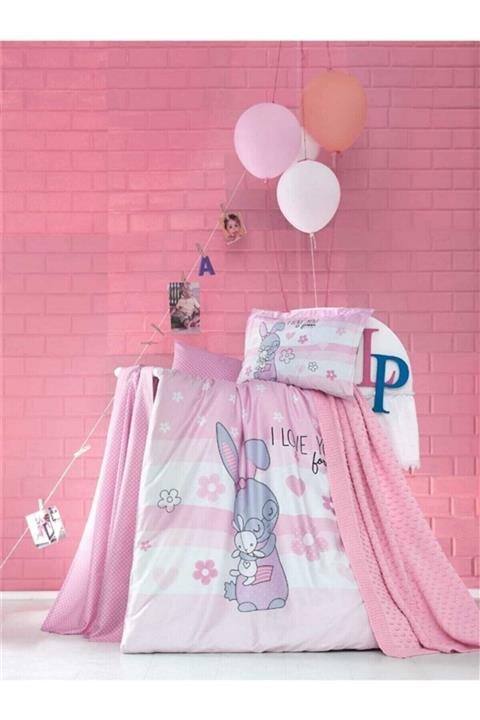 VentiSette Luoca Patisca Pamuk Ranforce Bebek Nevresim Ve Battaniye Seti - Dormeur Pembe