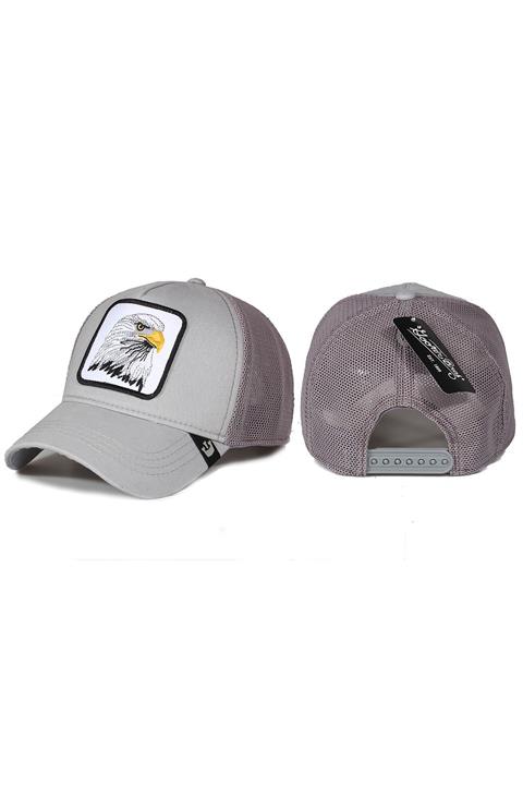 Trucker Kartal Model Hayvan Desenli Şapka Gri