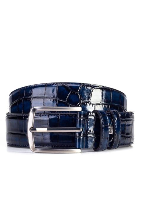 Cabani Hakiki Deri Lacivert Erkek Kemer