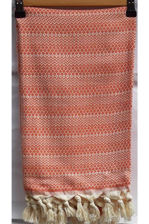 YILMAZLAR TEKSTİL Turuncu Peştemal Plaj Havlus 100x180cm