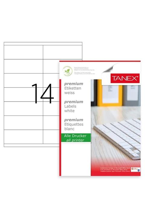 Tanex Tw-2514 Ebat 105 X 35 Mm Lazer Etiket A4 Sayfada 14 Etiket